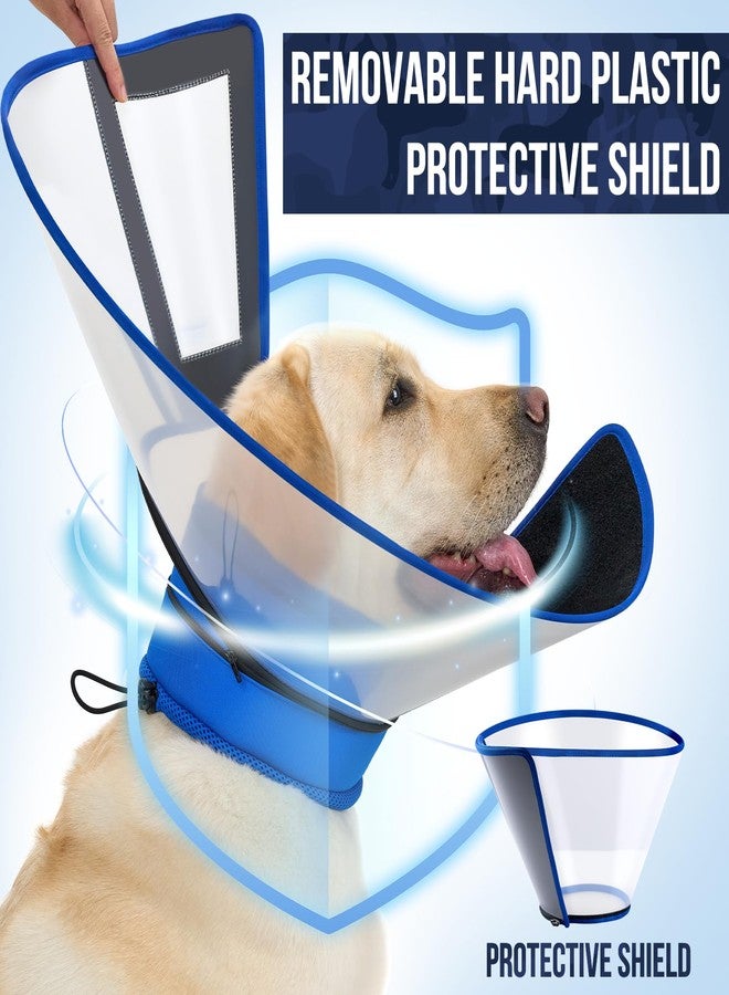OneTigris Depth Adjustable Soft Dog Cone Collar for Medium Large Dogs After Surgery, Recovery for Small Dogs, Lightweight Elizabethan Collar for Dog to Stop Licking (Blue, M) - Image 5